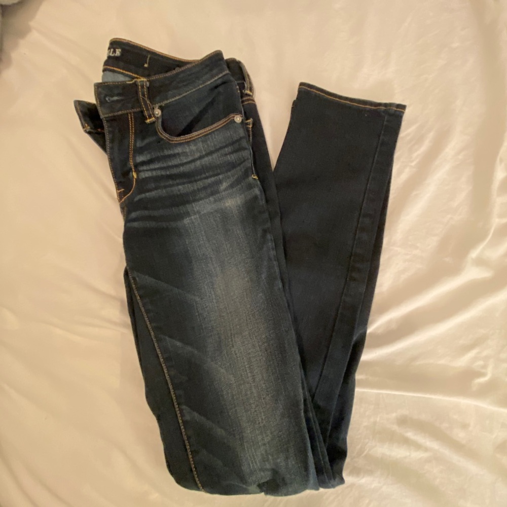 American Eagle low rise skinny jeans.